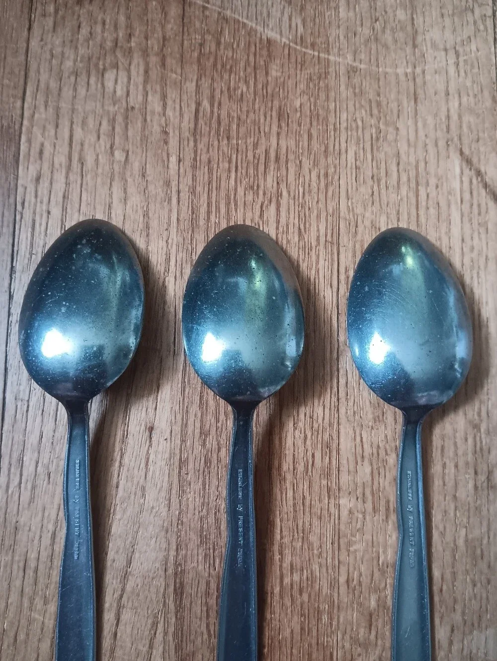 Set of 3 Vintage Stainless Steel Serving Spoons by Present Japan